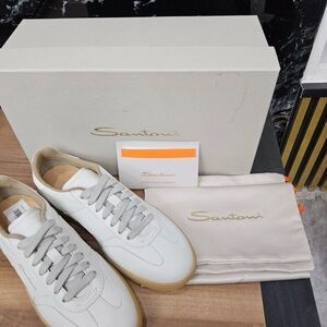 Santoni ESS125 White and Tan Women's Sneakers